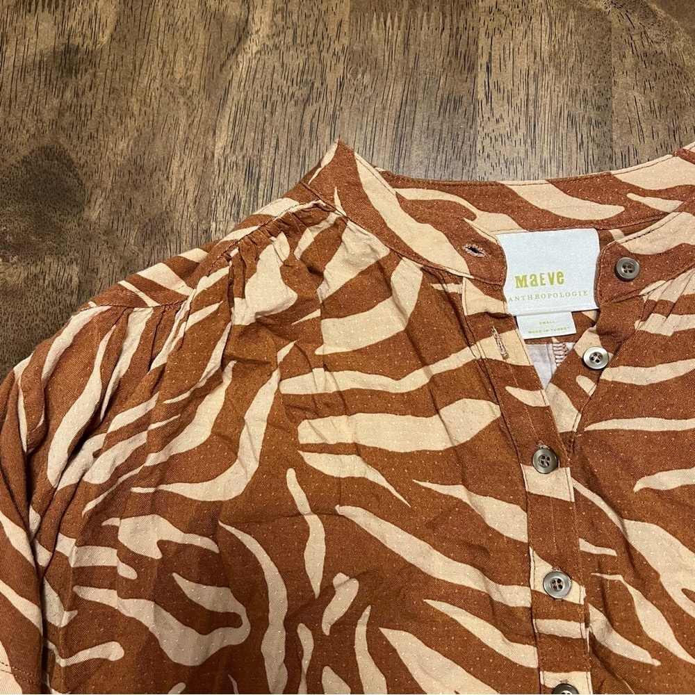 Anthropologie Maeve Windham Zebra Stripe Tunic in Cedar Orange Size Small - Picture 10 of 11